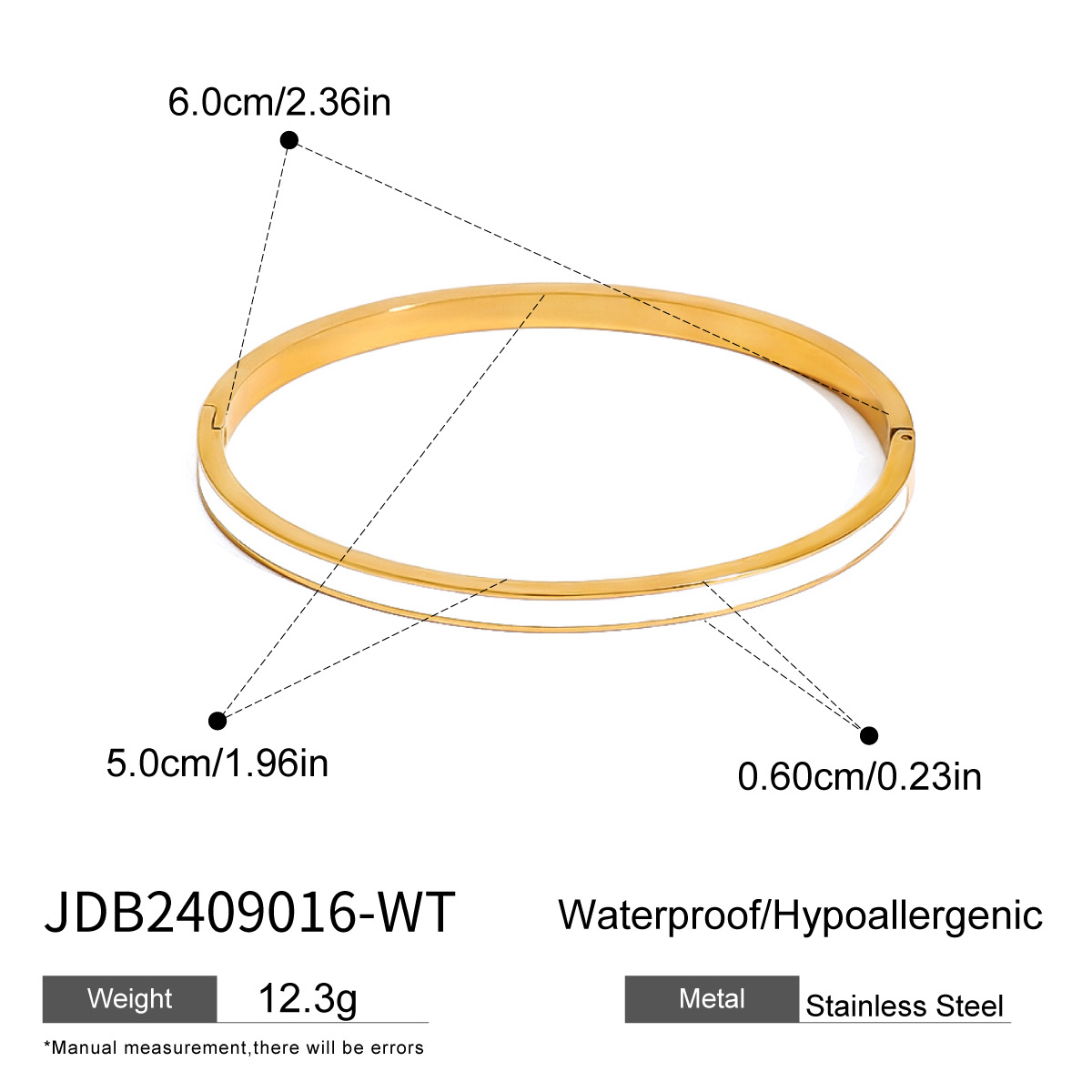 1 Piece Simple Series Drop Oil Round Stainless Steel  Gold Color Women's Bangles h5 